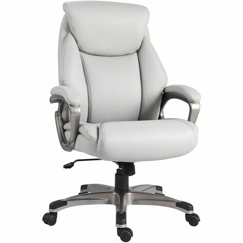 Lorell High-Back Chair,PU,Loop Arms,25.4"x27.4"x41.9"-44.9",Gray