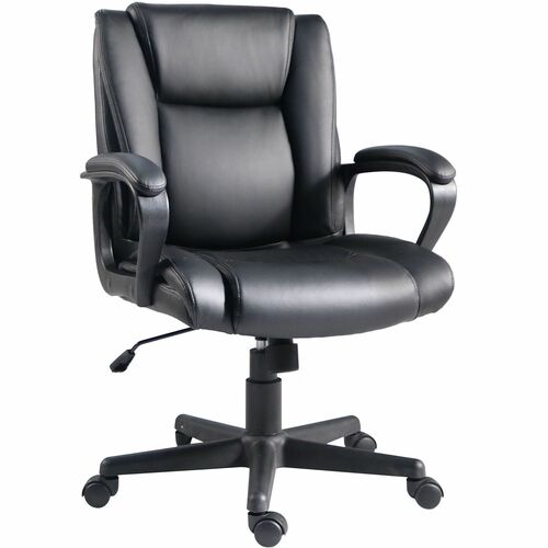 Lorell Chair, PU Leather, 24"Wx26-2/5"Lx38-1/4"H, Black