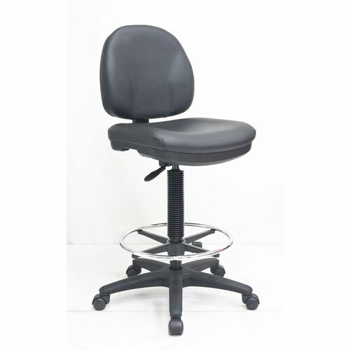 Lorell Stool, PU Contoured Back/Seat, 24.25"x17.5"x36.25" to 44",BK