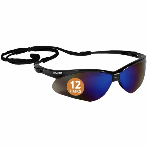 Ansell Healthcare Products Glasses,Safety,UV Protection,12/BX,BK Frame/Blue Mirror Lens