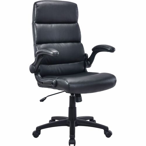 Lorell High-Back Chair, Leather, 25.2"x27"x40.9-43.6",Black
