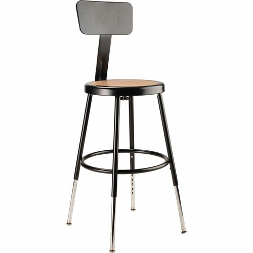 Stool, 19-27 Inch, Back, Wood/Black view 2