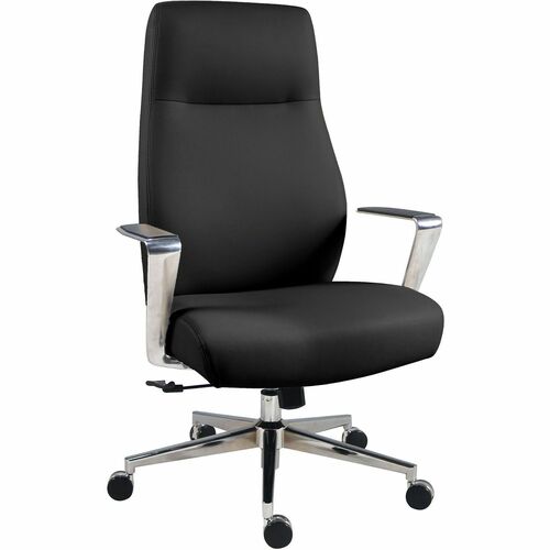 Chair, Highback, PU, Fixed Arm, Black view 2