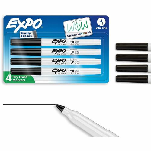 Marker, Expo, Dry Erase, Ultra Fine Nib, Black 4/PK view 2