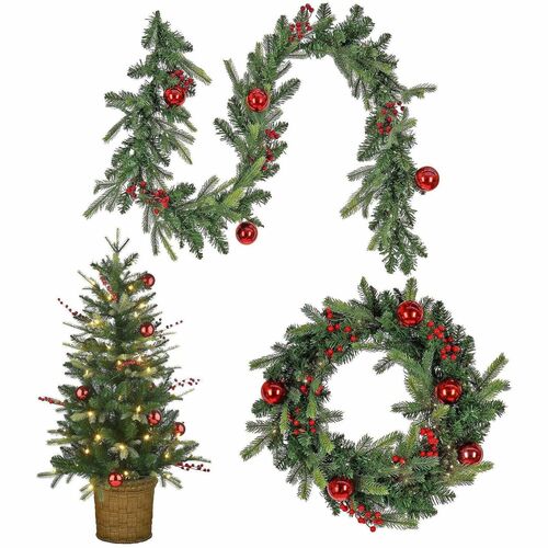 Tree, 4 Foot, 24 Inch Wrapped, 6 Foot Garland view 2