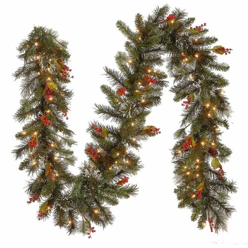 Garland, Wintry Pine, Wire Core, 9 Foot view 2