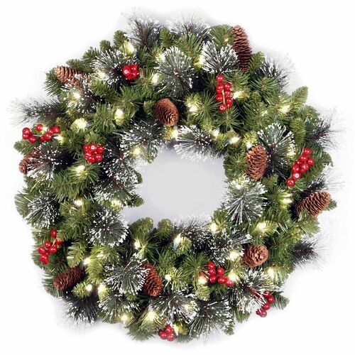 Wreath, Cw Spruce, LED, 24 Inch view 2