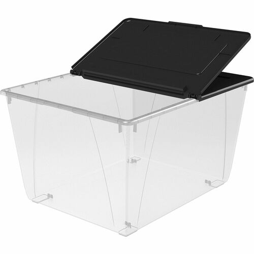 Tote, Storage, 16 Gallon, Clear/Black 4/CT view 2