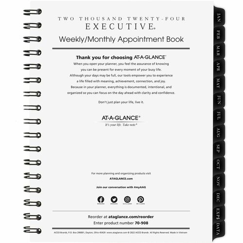 At-A-Glance Executive Weekly/Monthly Planner Appointment Section Refill AAG7090810