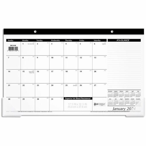 At-A-Glance Compact Monthly Desk Pad - Julian Dates - Monthly - 1 Year - January 2022 till December 2022 - 1 Month Single Page Layout - 17 3/4" x 10 7/8" Sheet Size - 1.50" x