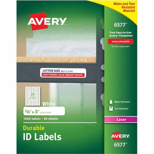 Avery&reg; Permanent Durable ID Laser Labels AVE6577