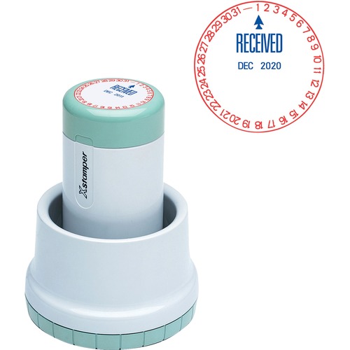 Shachihata Inc Rotary Stamp, Dater-Received, 1-3/16" Diameter, Red/Blue