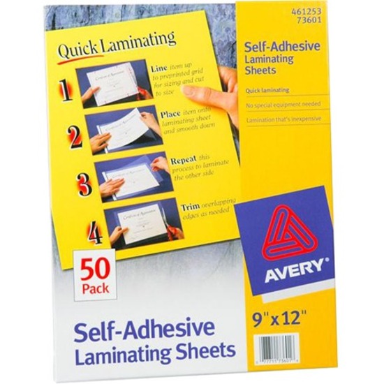 Avery Clear Self-Adhesive Laminating Sheets - AVE73601 