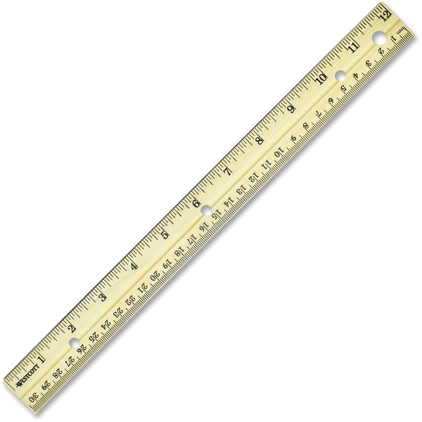 Flat Wood Ruler W/double Metal Edge, Standard, 12 Long, Clear Lacquer  Finish | Bundle of 2 Each