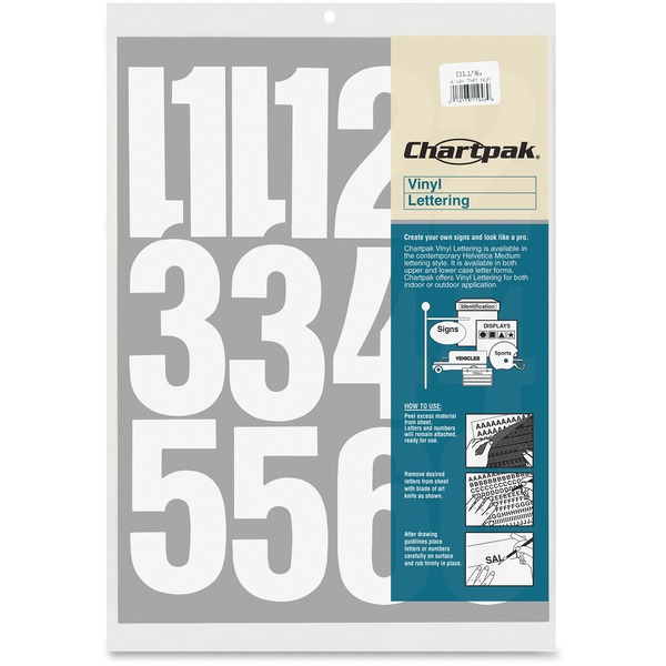 Chartpak Numbers Chartpak Permanent Adhesive Vinyl Numbers - 23 x Numbers Shape - Self ...