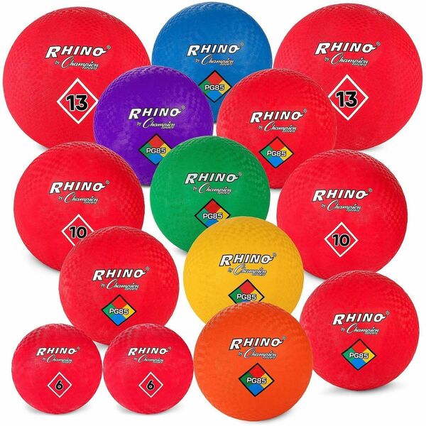 Champion Sports Mixed Playground Ball Set - Assorted, Blue, Red - Nylon ...