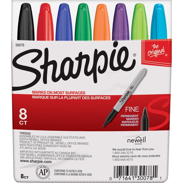 Sharpie Permanent Markers Fine Point Assorted Colors