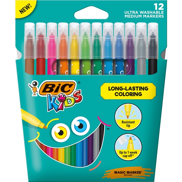 BIC Kids Markers, Assorted, 10 Pack - 4.5 mm Marker Point Size - Assorted -  10 Pack 