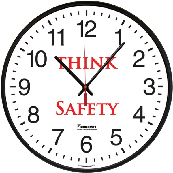 SKILCRAFT® Think Safety Message Wall Clock - Analog - Quartz
