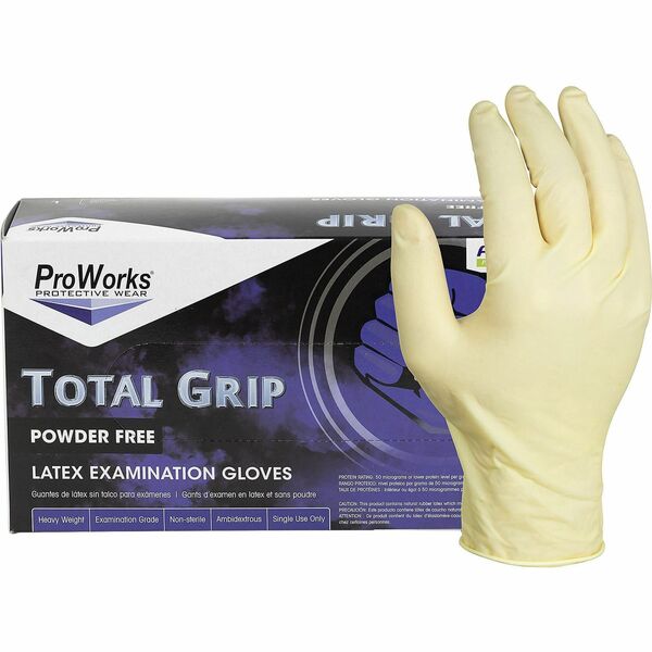 ProWorks Total Grip Latex Powder Free Exam Gloves Large