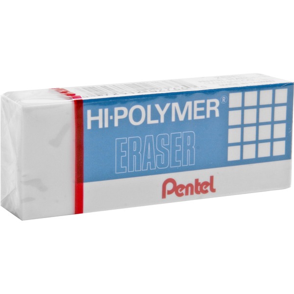 Pentel Hi-Polymer Jumbo Erasers - White, Pack Of 10, Latex-Free, Low Debris Erasing