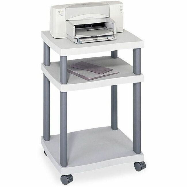 Safco Economy Desk Side Printer/Fax Stand 100 lb Load Capacity - 2 x Shelf(ves) - 29.3" Height x 20" Width x 17.5" Depth - - Plastic - Light Gray - Filo CleanTech