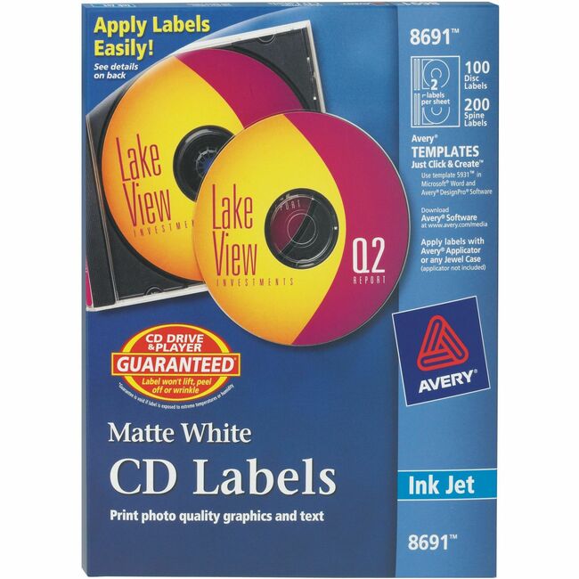 Tottk Label Avery® Clear CD/DVD Inkjet Matte Labels - Permanent Adhesive - Inkjet ...