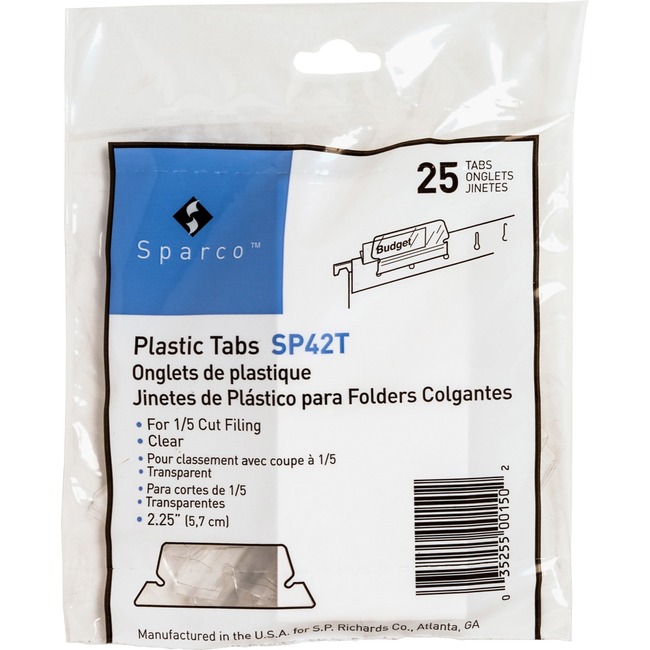 Business Source Plastic Clear Tabs - 25 Tab(s) - 2.25