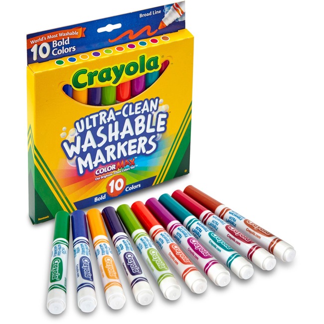 Crayola Bold Colors Washable Markers - Broad Marker Point - Conical ...