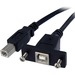StarTech.com 1 ft Panel Mount USB Cable B to B - F/M - 1 x Type B Male USB - 1 x Type B Female USB -