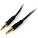 StarTech.com 1 ft Slim 3.5mm Stereo Audio Cable - M/M - Mini-phone Male Stereo Audio - 1ft - Black