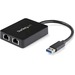 StarTech.com USB 3.0 to Dual Port Gigabit Ethernet Adapter NIC w/ USB Port - 2 x RJ-45 - Twisted Pai