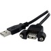 StarTech.com 3 ft Panel Mount USB Cable A to A - F/M - 1 x Type A Male USB - 1 x Type A Female USB -