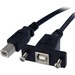 StarTech.com 3 ft Panel Mount USB Cable B to B - F/M - 1 x Type B Male USB - 1 x Type B Female USB