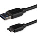StarTech.com 1m (3ft) Slim SuperSpeed USB 3.0 A to Micro B Cable - M/M - Nickel Plated - Black