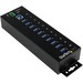 StarTech.com 10 Port Industrial USB 3.0 Hub - ESD and Surge Protection - DIN Rail or Surface-Mountab