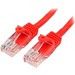 StarTech.com 0.5m Red Cat5e Patch Cable with Snagless RJ45 Connectors - Short Ethernet Cable - 0.5 m