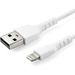 StarTech.com 3 foot/1m Durable White USB-A to Lightning Cable, Rugged Heavy Duty Charging/Sync Cable