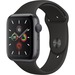 Apple Watch Series 5 Smart Watch - Wrist Wearable - Space Gray Aluminum Case - Black Band - Aluminiu