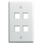 On-Q 1-Gang, 4-Port Wall Plate, White
