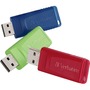 Verbatim Store 'n' Go 4GB USB 2.0 Flash Drive 3pk - Green, Blue, Red