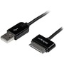 StarTech.com 1m (3 ft) Black Apple 30-pin Dock Connector to USB Cable for iPhone / iPod / iPad with Stepped Connector