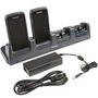 Four-bay terminal charging cradle for Ethernet comms and recharging up to 4 computers. Kit includes dock, power supply, and power cord.