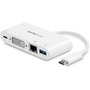 StarTech.com USB C Multiport Adapter - with Power Delivery (USB PD) - USB C to USB 3.0 / DVI / Gigabit Ethernet - USB-C Hub