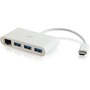 C2G USB C Ethernet and 3 Port USB Hub - White