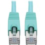 Tripp Lite Cat6a Ethernet Cable 10G STP Snagless Shielded PoE M/M Aqua 2ft