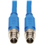 Tripp Lite NM12-6A1-02M-BL M12 X-Code Cat6a 10G Ethernet Cable, M/M, Blue, 2 m (6.6 ft.)