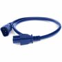 AddOn 1ft C14 Male to C15 Female 14AWG 100-250V at 15A Blue Power Cable