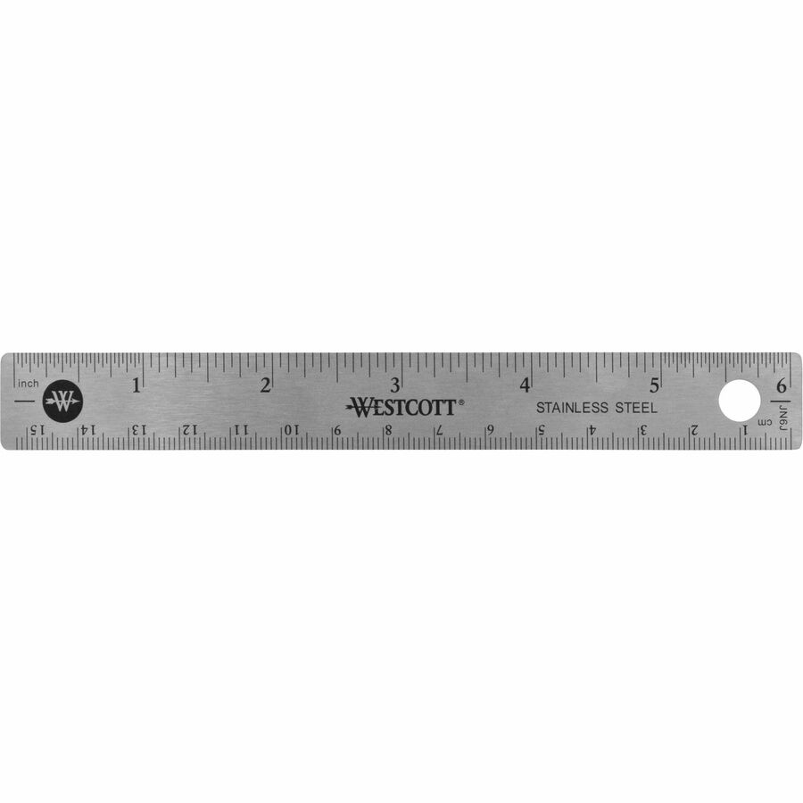 Westcott Wood Ruler, Metric and 1/16 Scale with Single Metal Edge, 30 cm