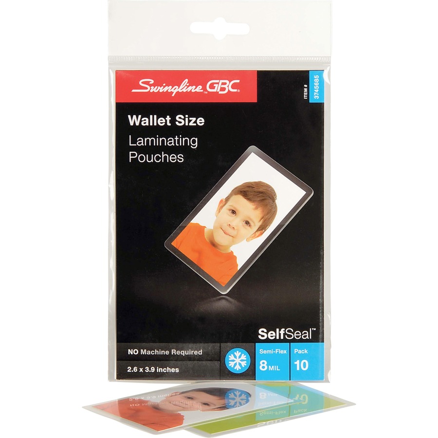 Swingline GBC SelfSeal Self Adhesive Laminating Pouch, Wallet size